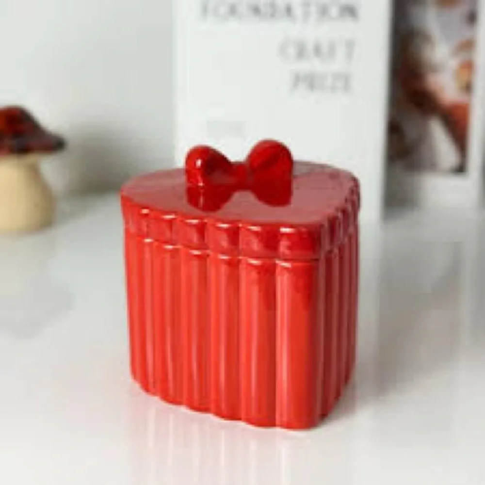 Target bullseye iridescent red  Heart-Shaped Ceramic Box